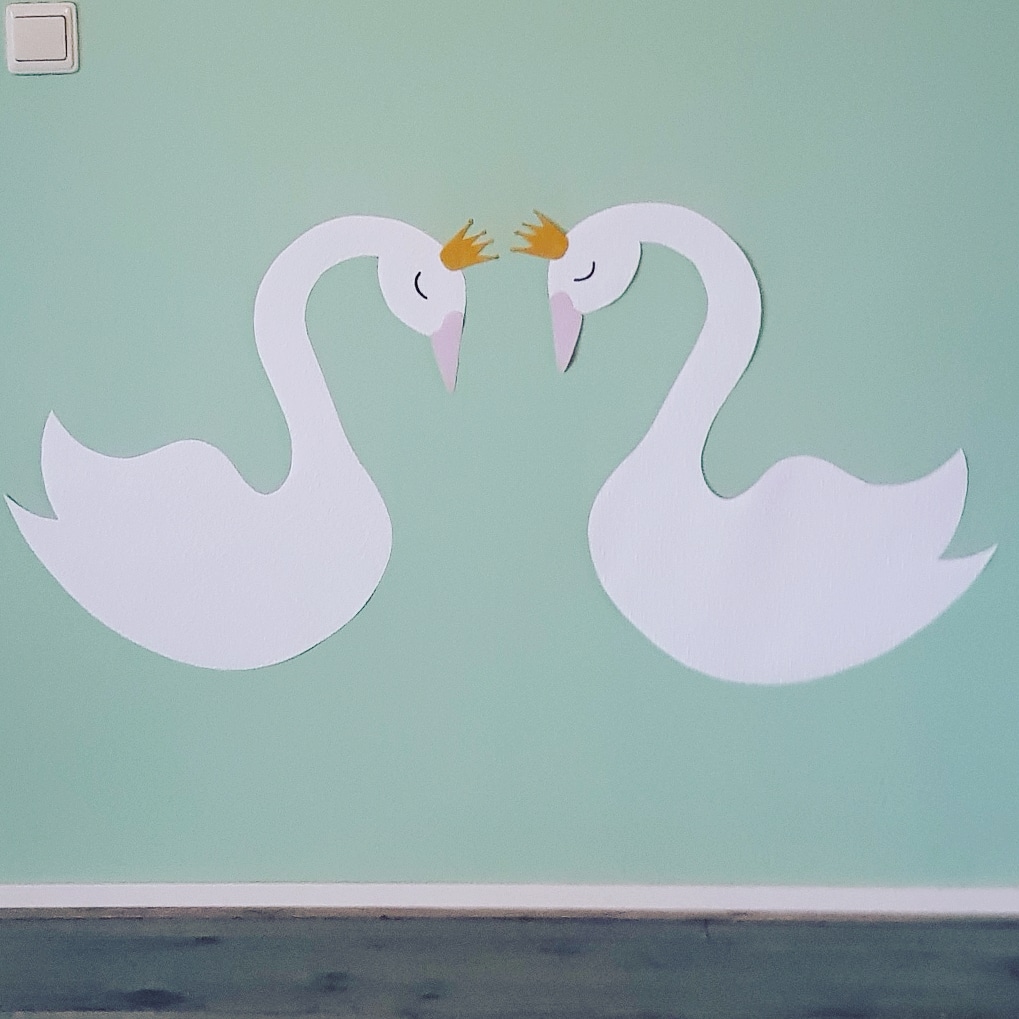 Behang muursticker zwanen romantische meisjeskamer.