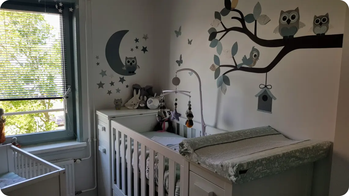 Behangsticker babykamer combi deal uilen groen